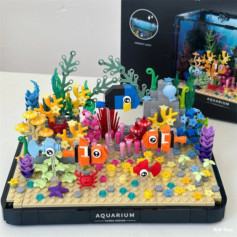 

[2026] Clown Fish Coral Ecological Tank Assembly Building Blocks Simulation Fish Tank Building Blocks Decoration Gift