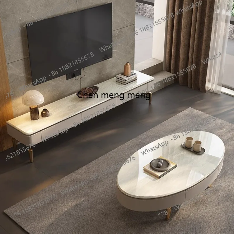 

Italian light luxury TV cabinet modern luxury stone marble coffee table TV cabinet combination