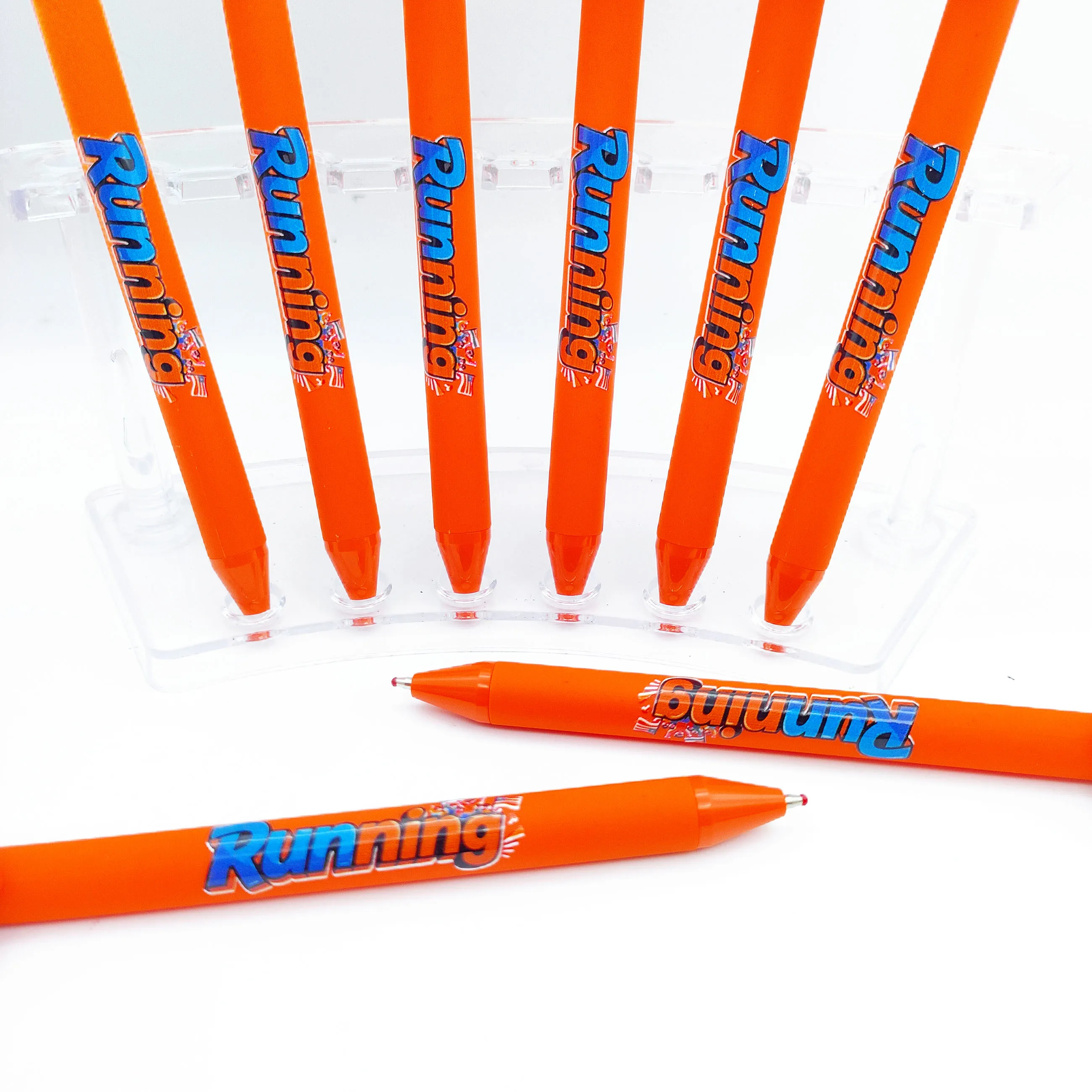 15/20 قطعة قلم حبر جاف رياضي للجري باللون البرتقالي، قرطاسية كتابة للطلاب مناسبة للأنشطة المكتبية وما إلى ذلك.