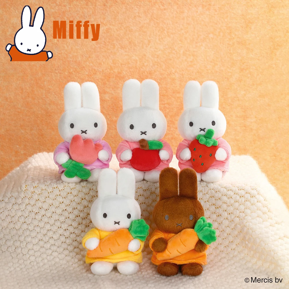 Kawaii Miffy Plush Doll Key Chain Cute Rabbit Embrace Fruits Stuffed Toy Adorable Bag Pendant Backpack Accessories Girl Gift