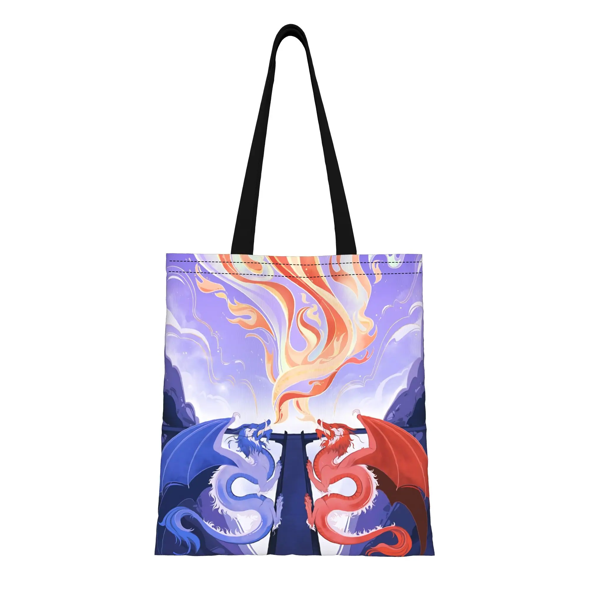 1PC Fire & Water Dragon Canvas Tote Bag Avatar The Last Airbender Handbag Outdoor Handbag Trendy Tote
