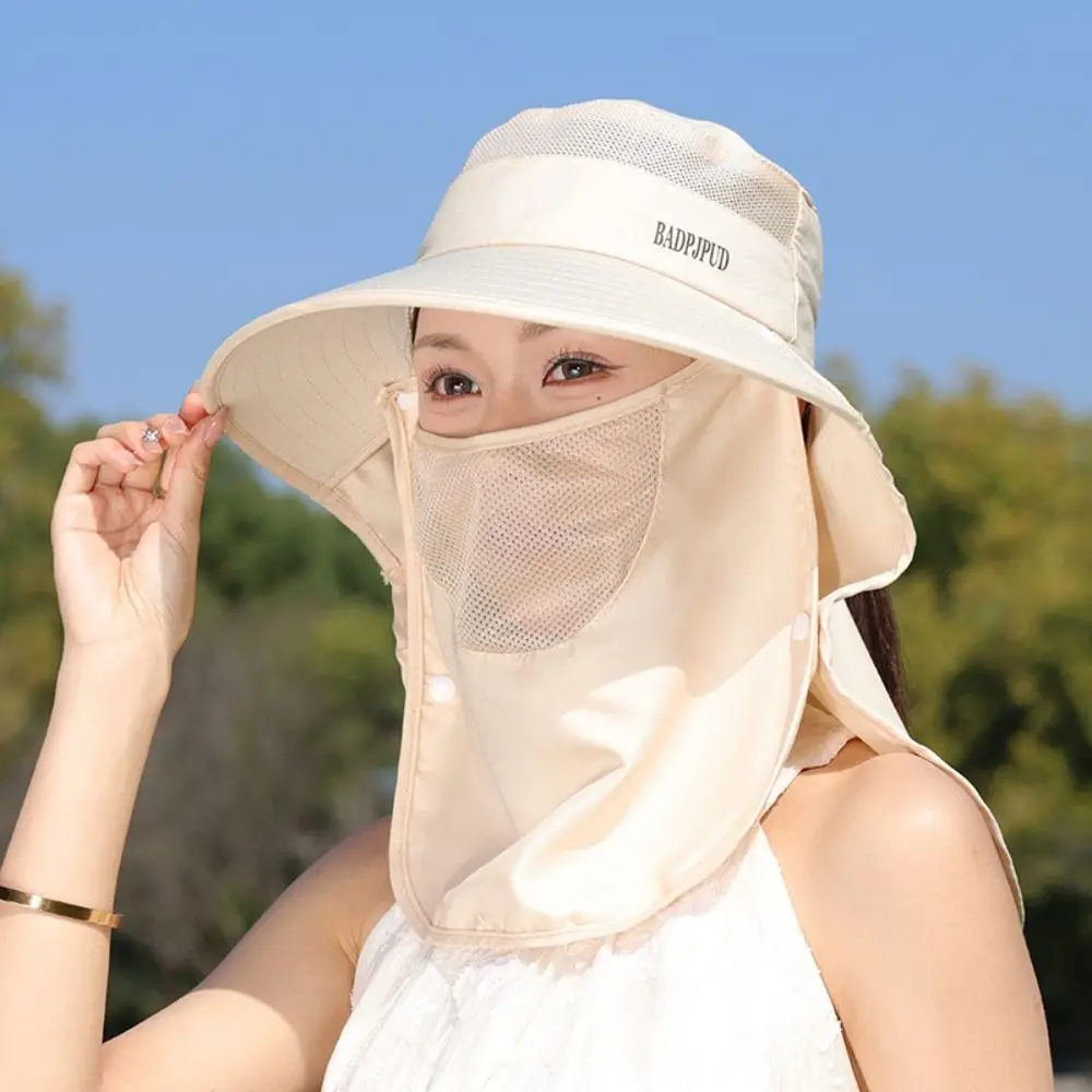 

Casual UV Protection Sun Hats Sunscreen Breathable Mesh Fishing Hat Neck Flap Bucket Hats Summer