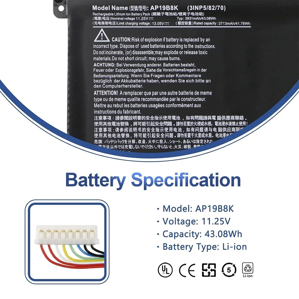 AP19B8K AP19B5K Battery for Acer Aspire 3 A315-56 A315-57G A315-58 A315-59G A317-52 A317-53 Aspire 5 A514-53 Extensa 15 EX215-54