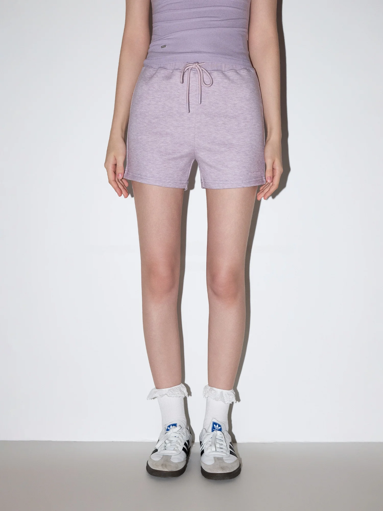 MoodBerry American Retro  Color Elastic Sporty Shorts Women's Slim Fit Drawstring Summer Pants Cotton Blend Comfortable