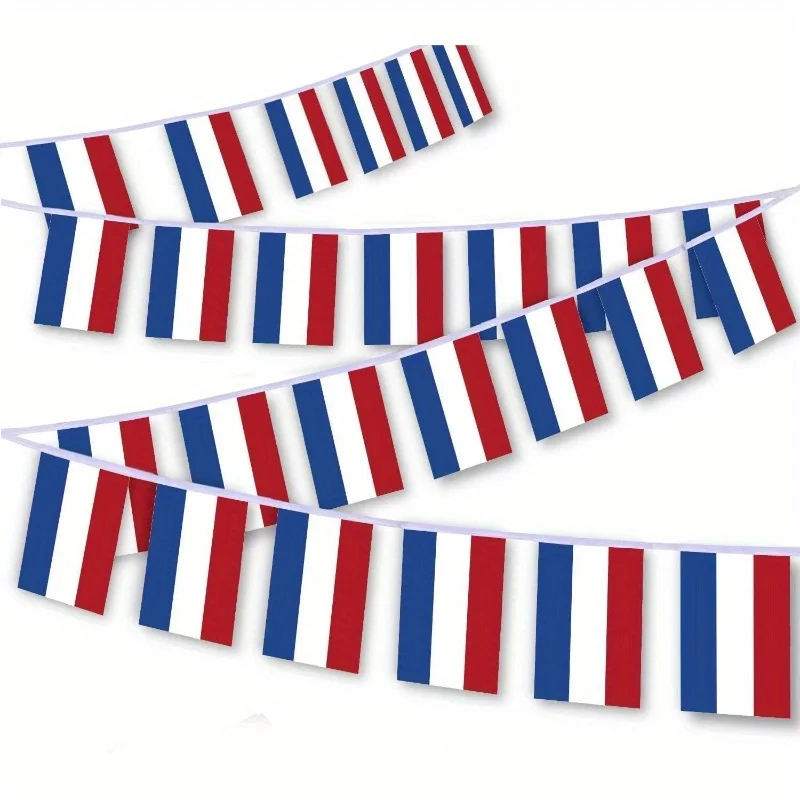 30pcs Netherlands String Flags -Holland National Bunting Banner with Red, White & Blue Dutch Flags, Outdoor Indoor Decoration