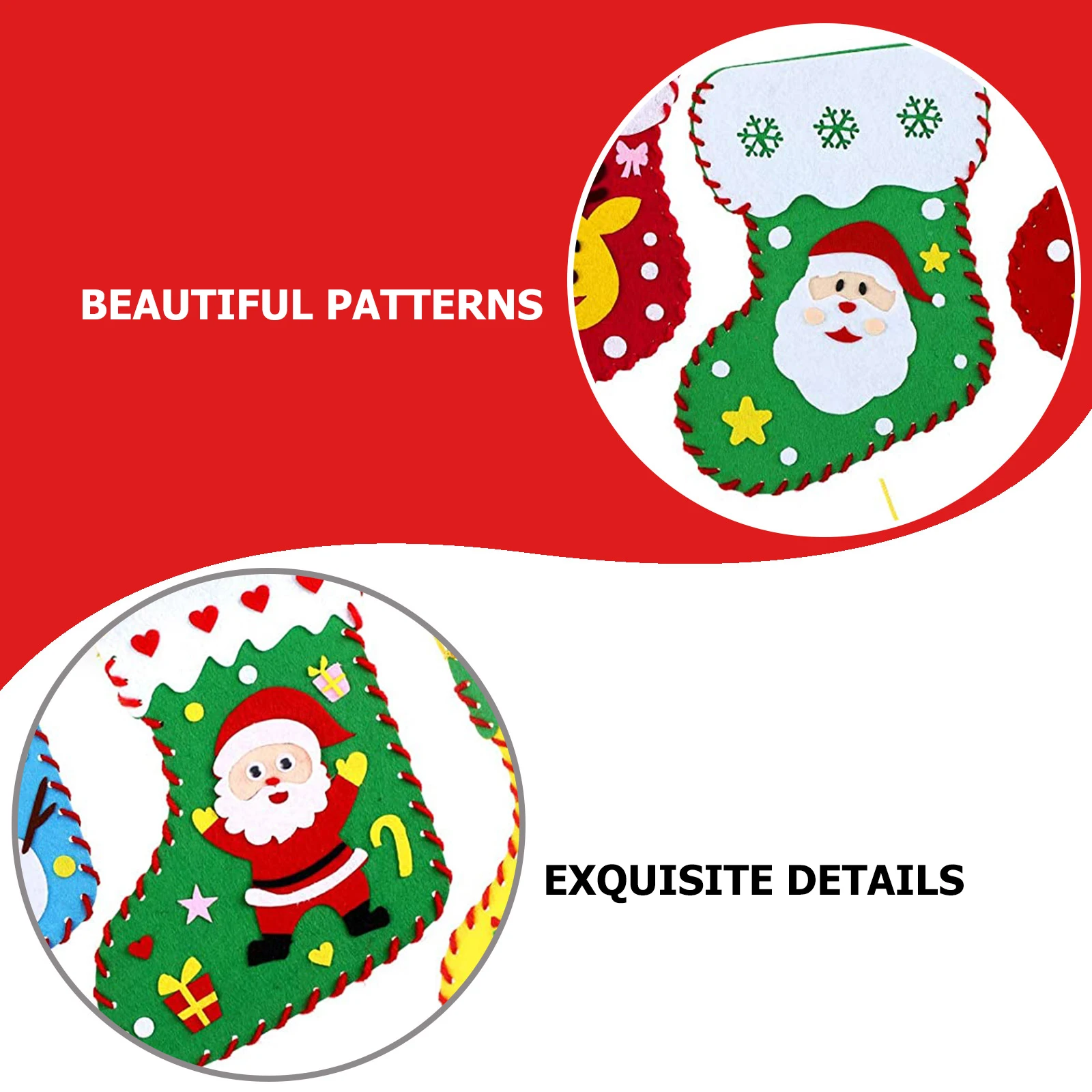 

8set Christmas Sock Kit Diy Sewing Craft For Kids Xmas Material Educational Handmade Decoration Party Festival Supply