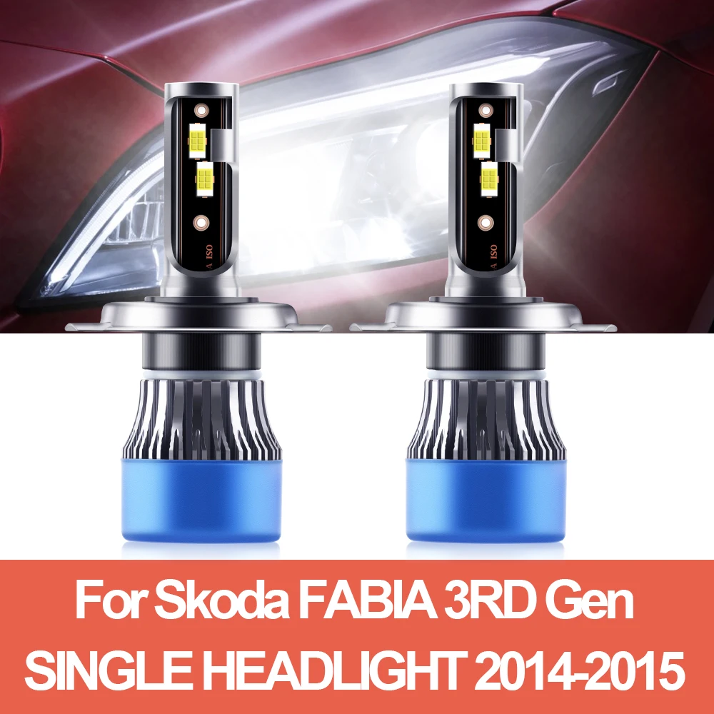 Led Headlight Bulbs 15000LM H4 Hi-Low 110W Auto Turbo Car Lamps 12V With Fan For Skoda Fabia 3RD Gen Single Headlight 2014 2015