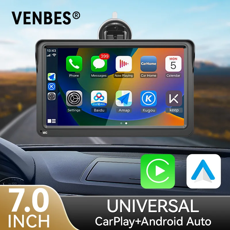 

VENBES 7 Inch Universal Car Radio Carplay Android Auto Multimedia Video Player Touch Screen Support BT 5.0