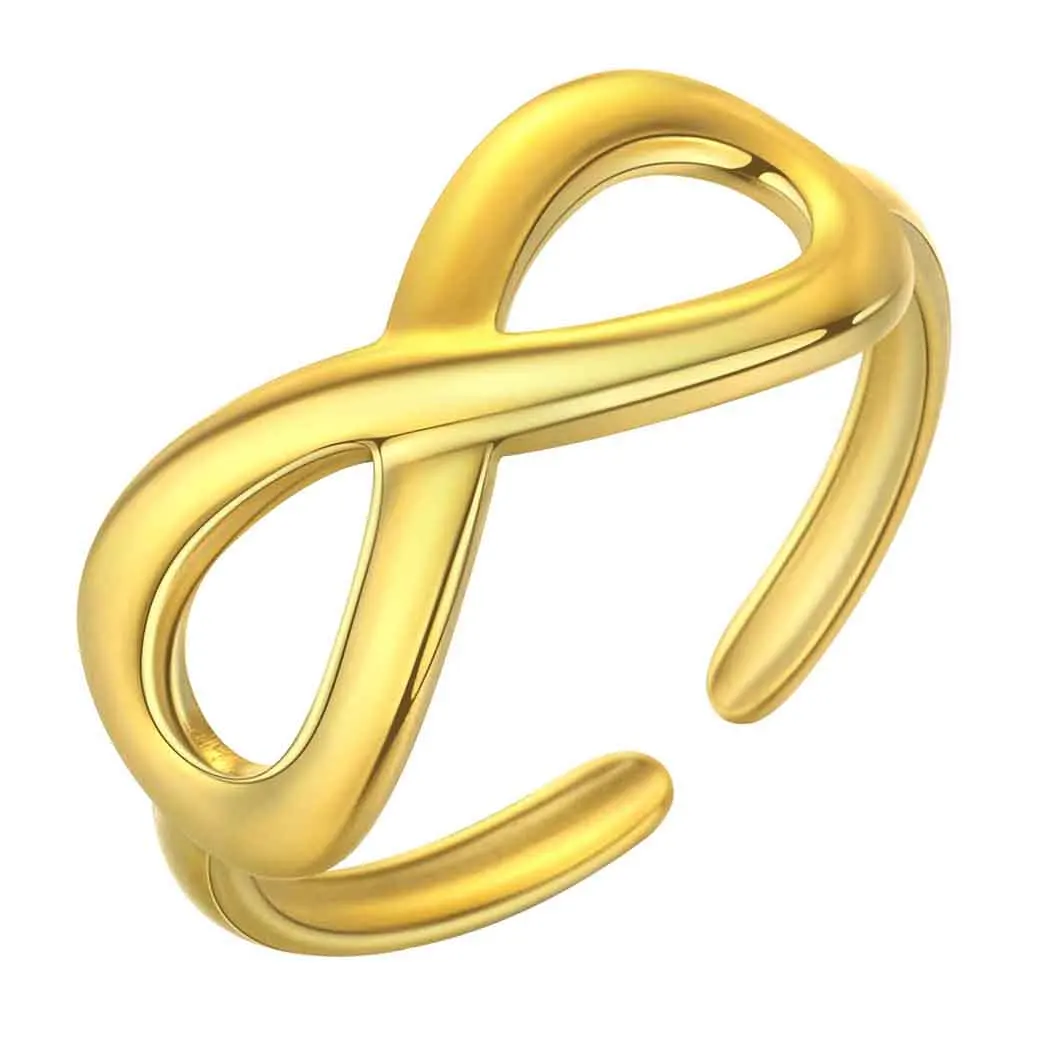 QIMING Dainty Eternal Infinity Rings Women Stainless Steel Statement Jewelry Figure Eight Knot Open Ring