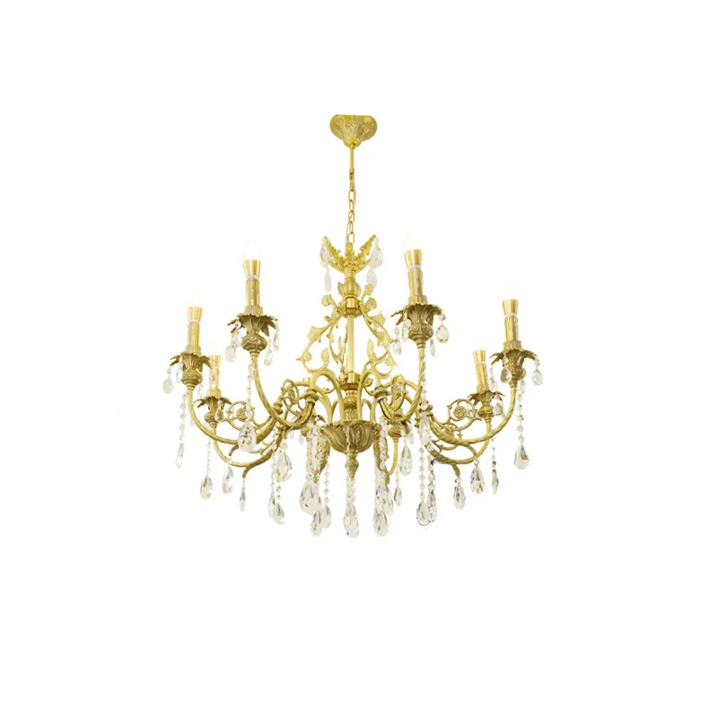 

Medieval Classic Brass Crystal Candle Light French Vintage Living Room