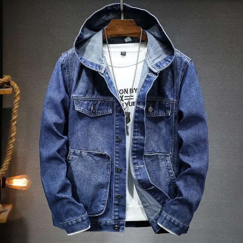 

Men'S With Hood, Loose Fit,, Korean Style, Casual, Large Pockets, Outerwear, Trendy Social Clothing, Coat