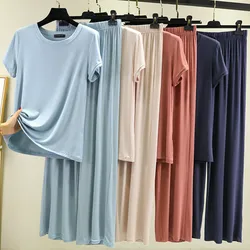 Korean Short Sleeve Sleepwear Set Comfort Modal Women's Pajamas Home Wear Clothing Suit Pyjama Femme 2 pièces Nightwear Sets