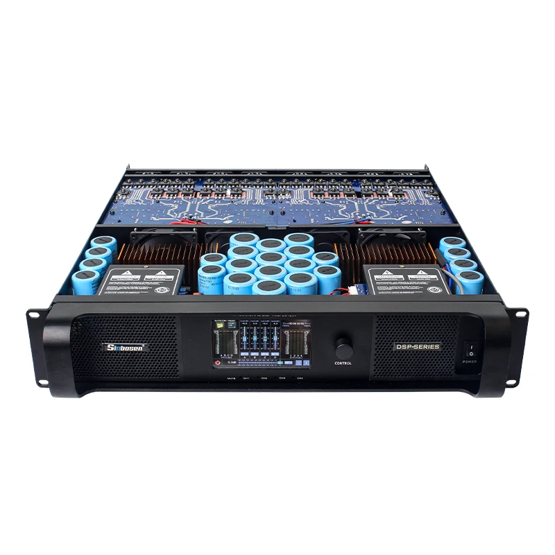 DSP20000Q 2200W Amplificador de subwoofer comercial de 4 canais AES FIR 2U Amplificador de caixa em rack
