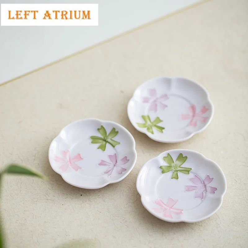 

2pc/lot Hand Painted Pink Colored Arita Porcelain Coasters Vintage Mug Plate For Coffee Cups Saucer Anti-scald Placemats Saucer