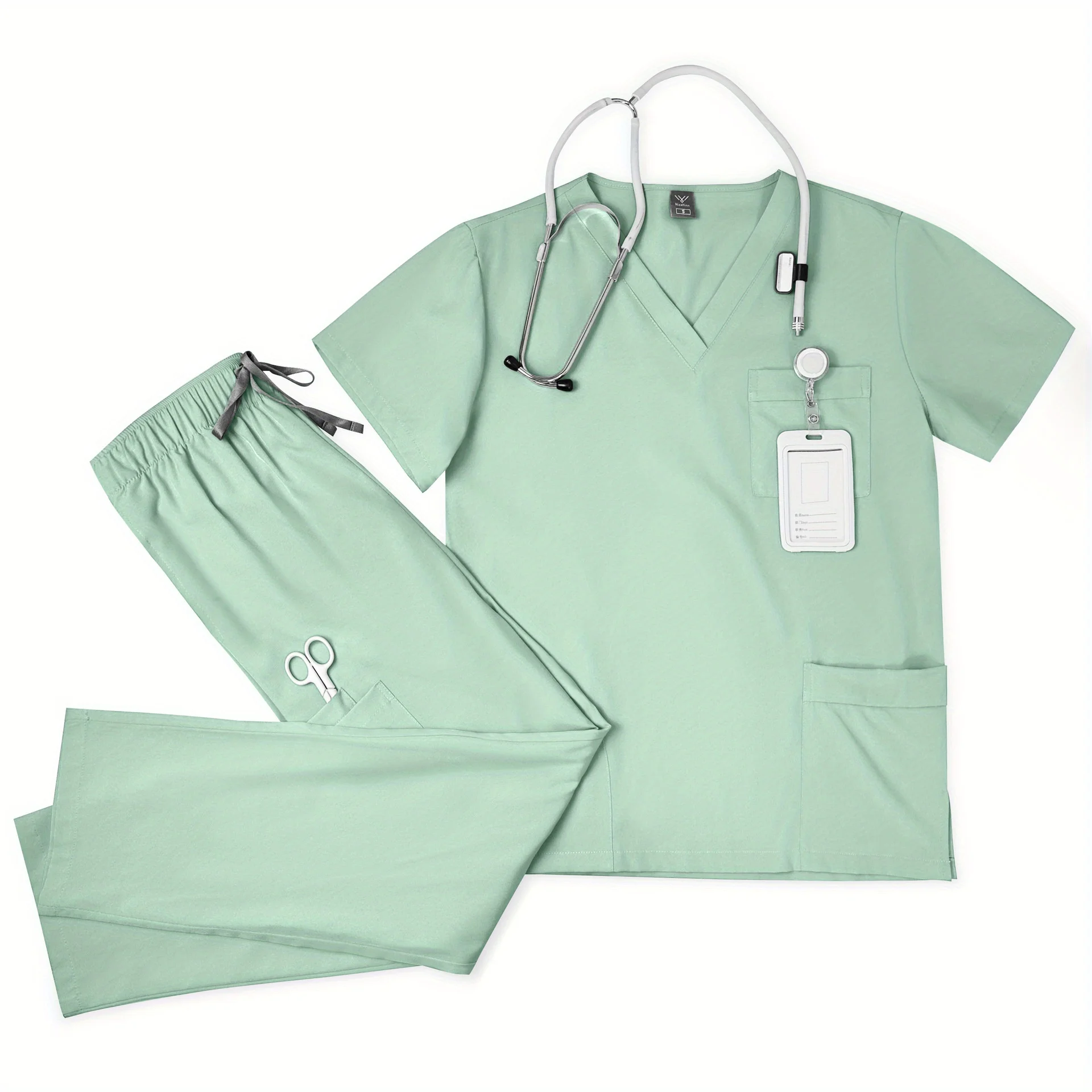 Women's Beauty Salon Work Clothes Brush Clothes Set Hand Washing Clothes Short-sleeved Doctor Elastic Matte Set