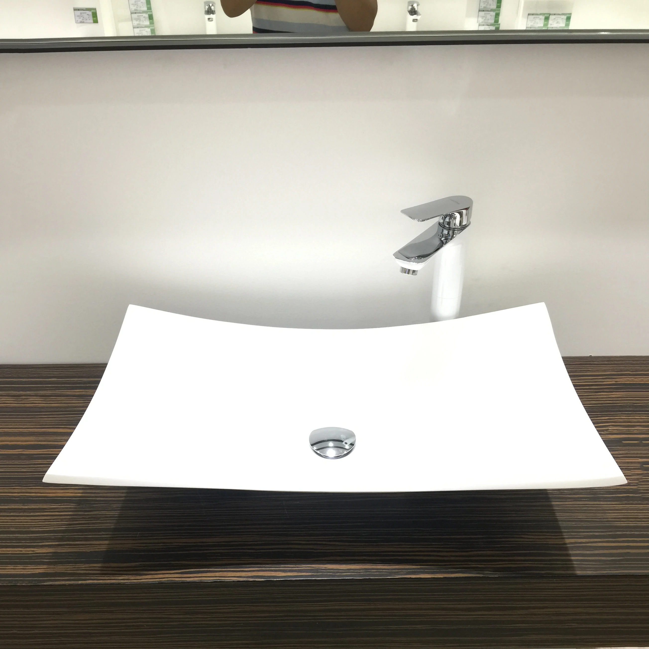 

Bathroom Counter Top Vessel Sink Solid Sureface Stone Matt White Vanity Wash Basin 3808A