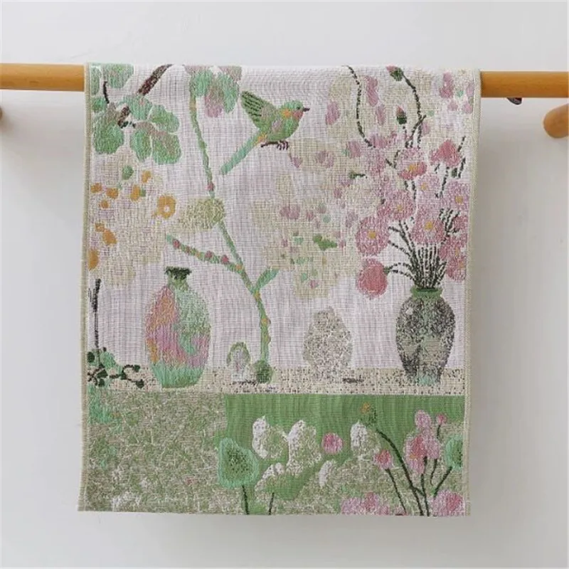 مناشف شاش قطنية، مناشف أطباق، زهور، طباعة قطة، للحمام والمطبخ، 35*40 سم، رقيقة، 4 قطع