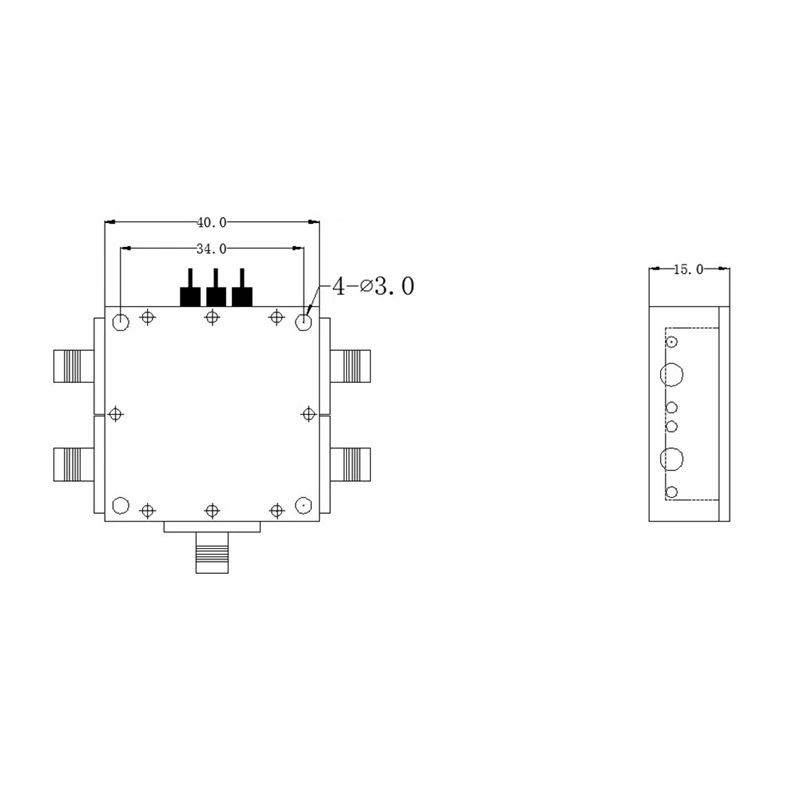 Interruptor RF de 0,1-6Ghz, interruptor RF SP4T, alto aislamiento, interruptor electrónico de microondas 1/4, interruptor RF