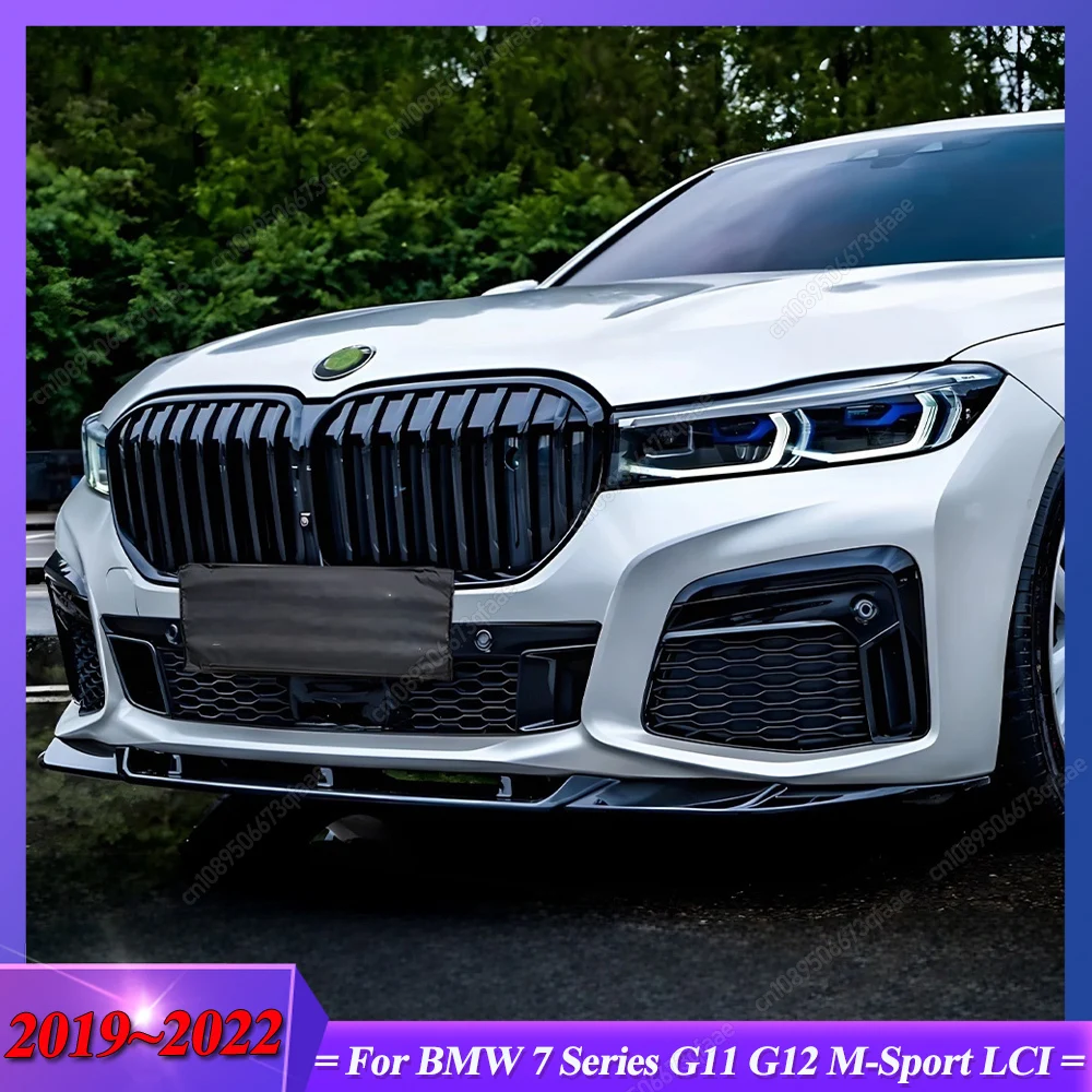 

Для BMW G11 G12 7 серии M Sport LCI 2019-2022 Глянцевый черный M Performance Style Передний бампер Сплиттер Губный спойлер Обвесы Тюнинг