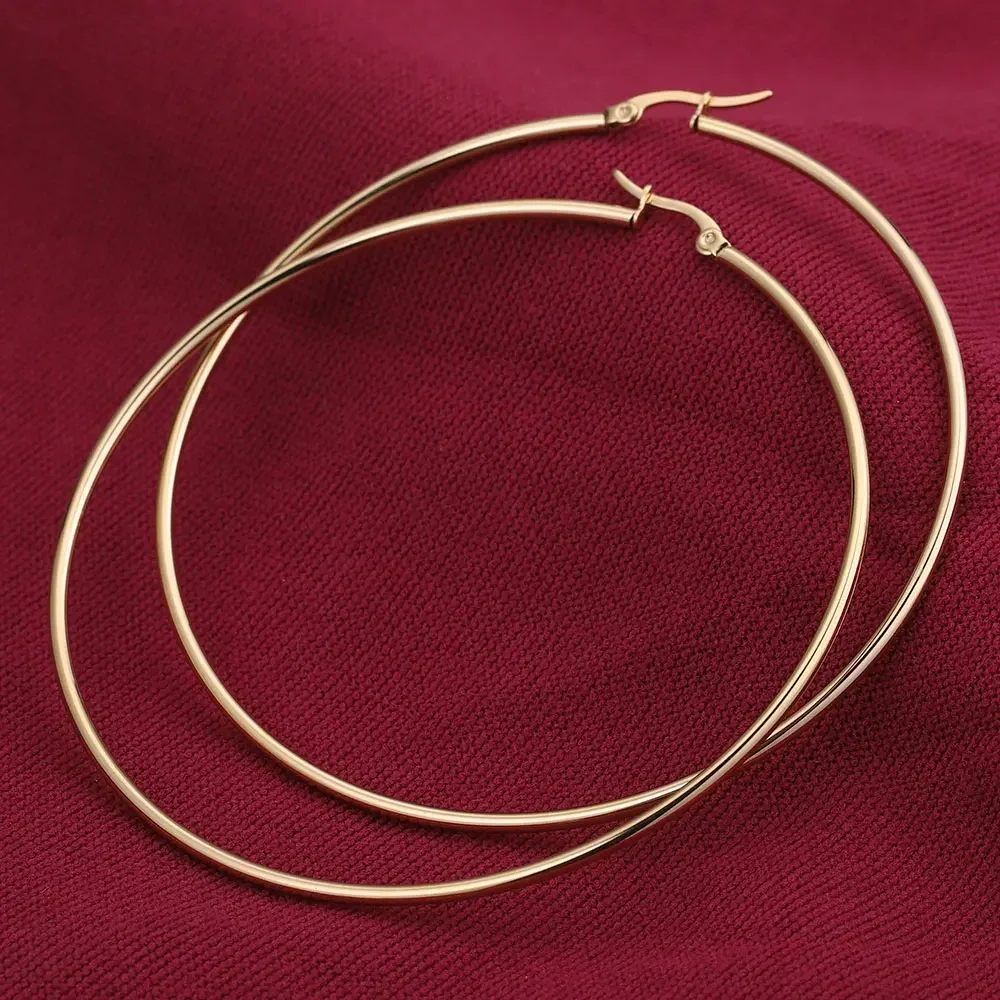 Women's Large Smooth Circle Hoop Earrings, Party Style