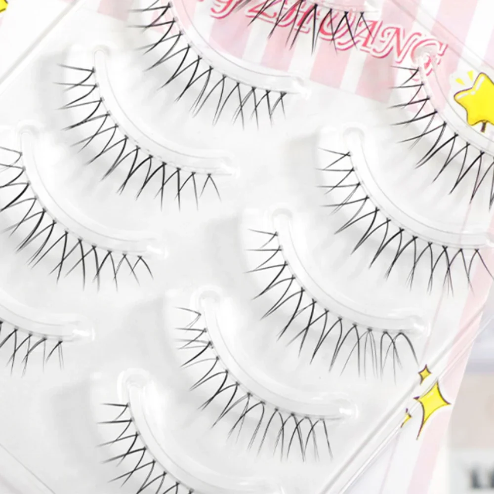 

False Eyelashes Lash Extension Reusable U-shaped Natural Fake Lashes Make Up Transparent Stem Korean Eye Makeup Cosmetic 5 Pairs