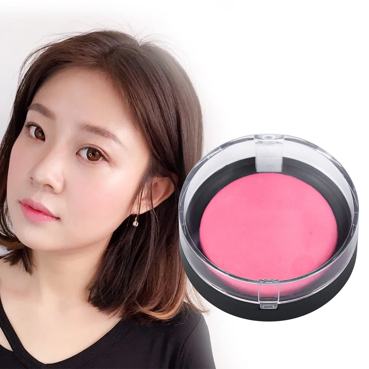 أحمر خدود معدني مضغوط غير لامع، أحمر خدود مكياج وردي خوخي للنساء، وجه طبيعي طويل الأمد وجيد التهوية