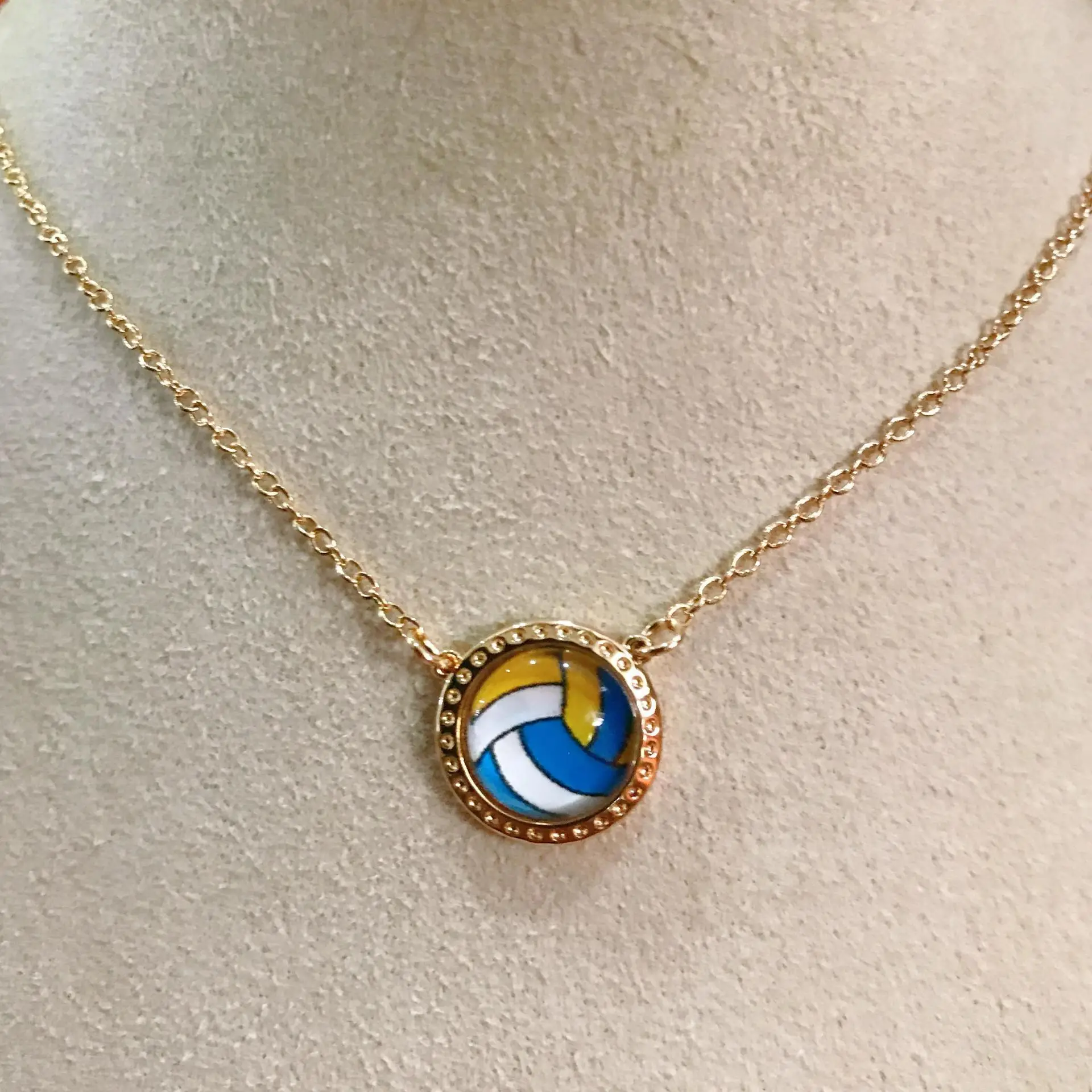 

YEEVAA Blue Volleyball Short Pendant Necklace,Fashion Jewelry,Unique Gifts