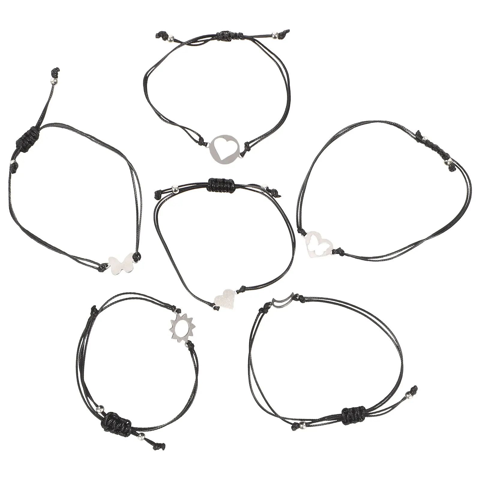 

6pcs Retro Couple Bracelets Adjustable Braided String Wristband For Women Men Personalized Matching Jewelry Gift