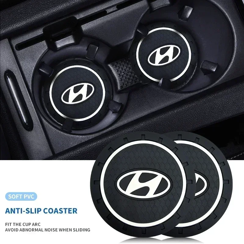 Car Logo New Cup Holder Coaster Silicone Non Slip Pad For Hyundai I10 Elantra Getz Sonata XG Terracan Tucson Coupe Trajet Matrix