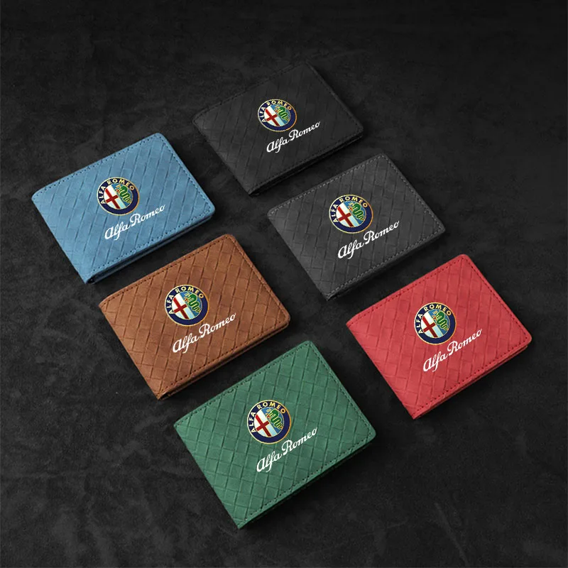 غطاء رخصة قيادة السيارة جلدية وثائق القيادة السيارات حامل بطاقة الائتمان ل ألفا روميو 4C 159 166 جوليا 156 147 8C GT #1