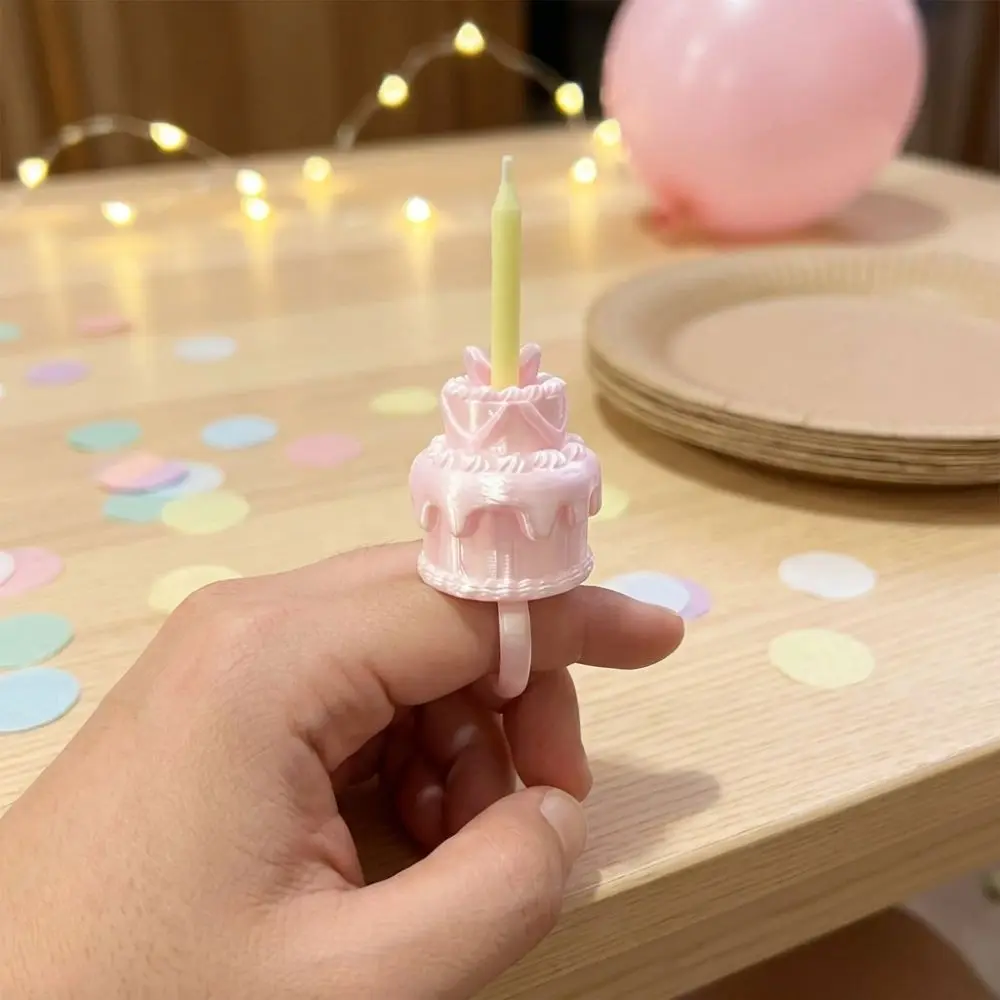3D Simulation Cake Cake Ring Candle Holder Silk Finish Plastic Birthday Cake Ring Topper Bow Knot Romantic Mini Cake Candle Ring