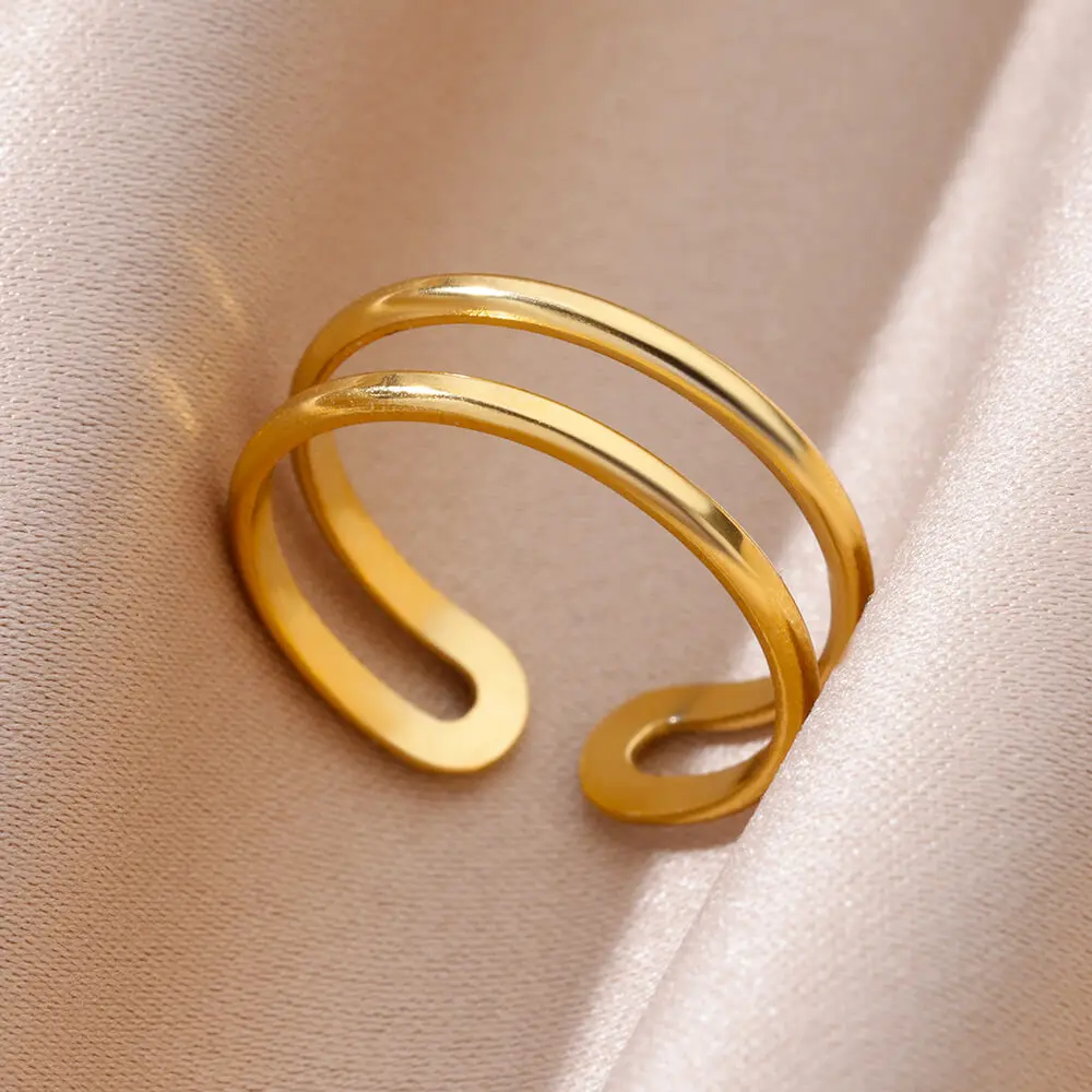 Edelstahl Chunky Breite Ringe Für Frauen Vintage Gold Farbe Geometrische Open Finger Ring Mode Minimalistischen Schmuck Geschenk Femme