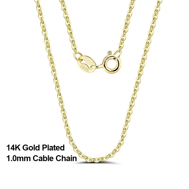 Rinntin 18 Karat Gold 925 Sterling Silber Mode Kabelgliederketten Halskette für Frauen Dünne Halskette Zubehör Schmuck SC06