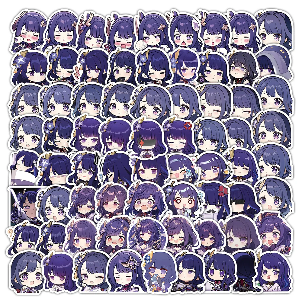 70 Uds Raiden Shogun YUAN SHEN pegatinas calcomanías para maleta DIY álbum de recortes portátil teléfono papelería Anime pegatina Decoración