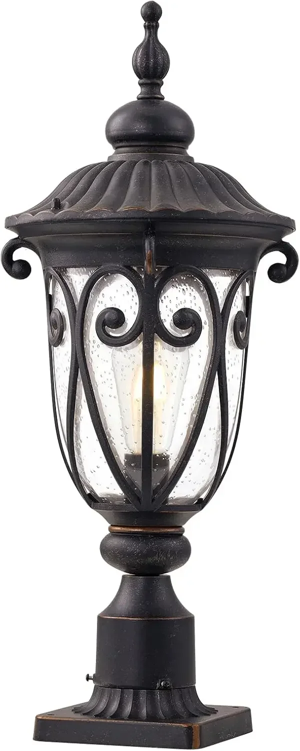 

Outdoor Post Light Fixture with Pier Mount, 24 Inch High Vintage Post Lamp for Yard, Antique Bronze Exterior Waterproof Pole