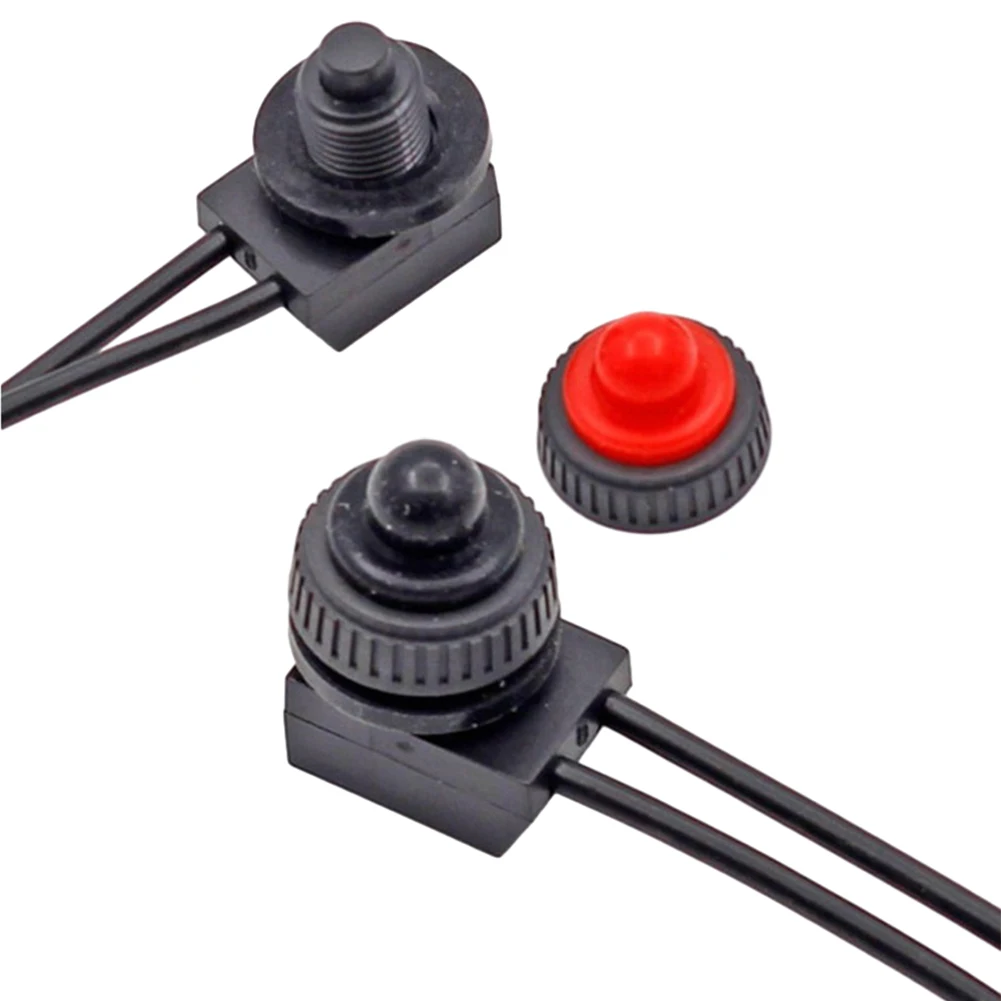 1pcs Durable Push Button Switch On-Off Switch Protective Red/black Rubber Cover Self-locking Waterproof With Leads Wire 12V 250V