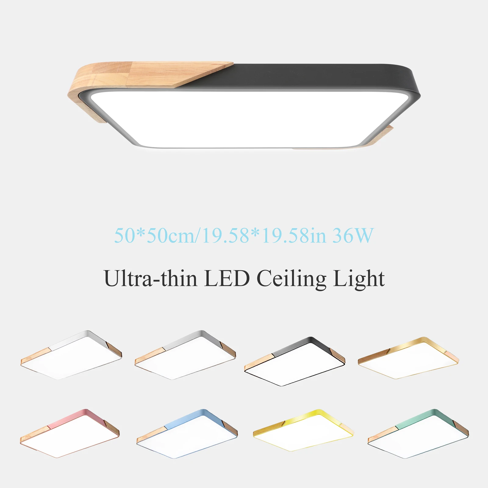 Square LED Ceiling Light 36W Modern Ultra-thin Wooden Ceiling Lamp Indoor For Kitchen Bedroom Living Room Lighting Fixture