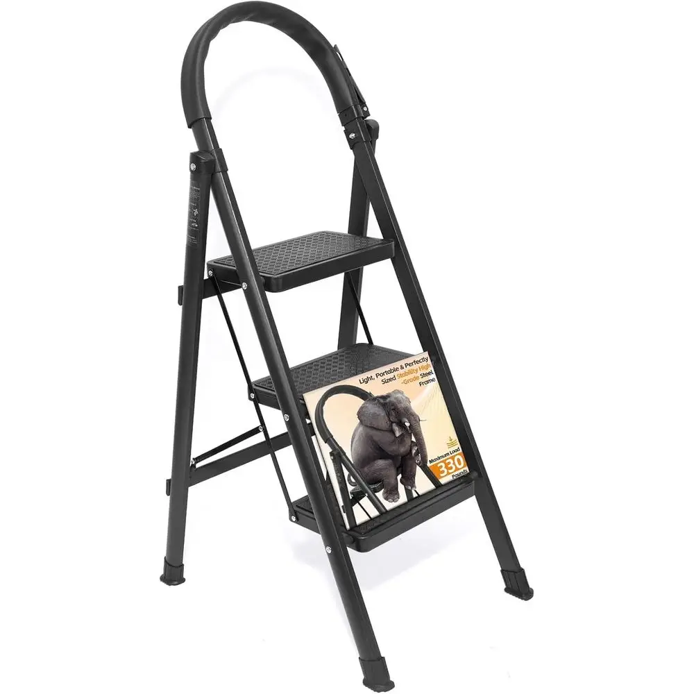 

Складная стремянка-табурет с широкими противоскользящими ступенями, прочная, легкая, портативная, стальная.