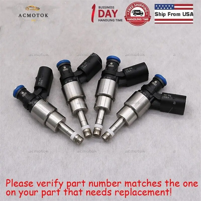 

4x Fuel Injectors For 2005-2009 Audi A3 A4 TT VW GTI EOS Jetta 06F906036A