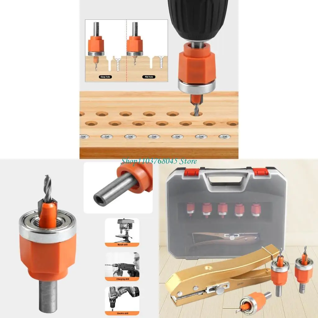 

R53F Adjustable Depth Countersink Drill Bit Set Countersink Drill Replaceable Drill Bit Woodworking