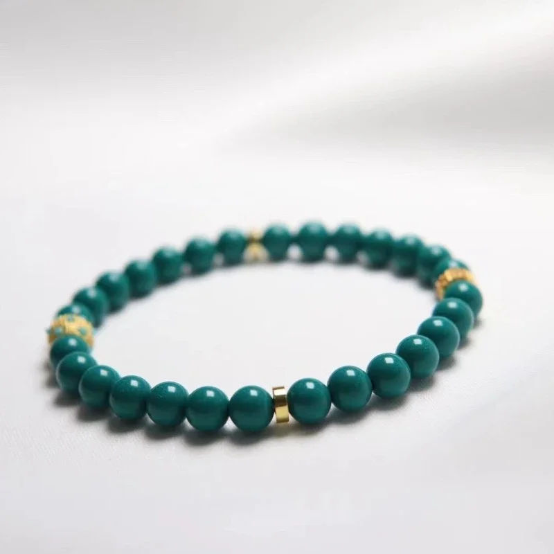 

Natural turquoise niche single loop bracelet for women's collectible grade blue-green material fashion light luxury bracelet