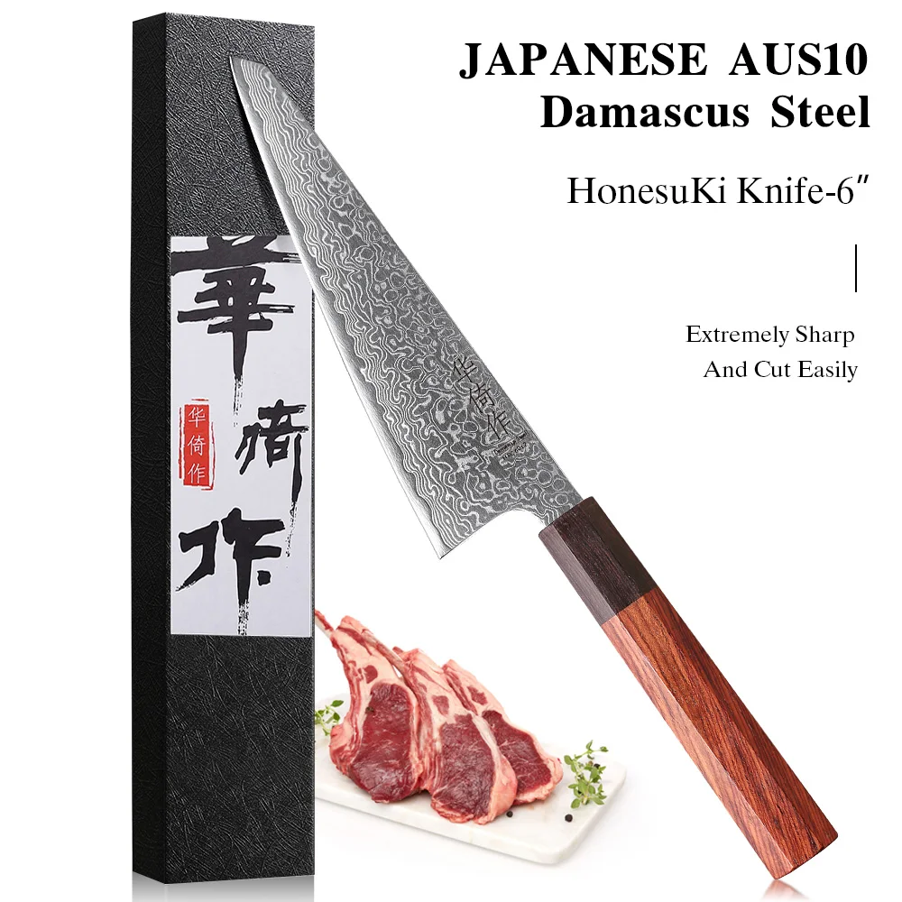6-inch Japanese Handmade Honesuki Chef Knife Damascus Steel Professional Kitchen Knives Sharp Utility Meat Boning Cooking Tools