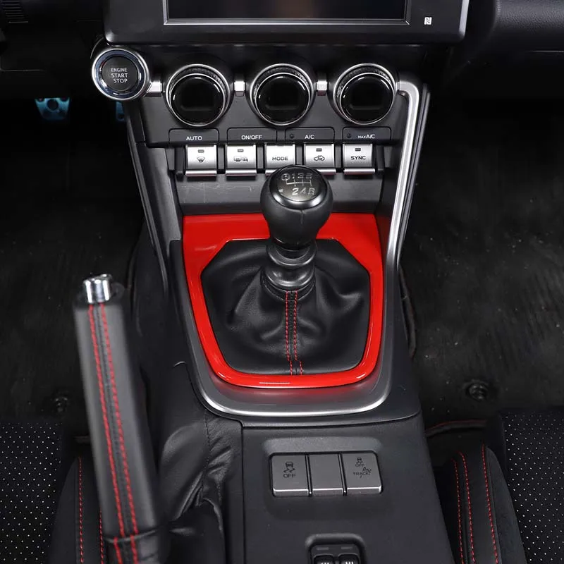 For Toyota 86 2022 Car Gear Shift Panel Frame Cover trim sticker ABS carbon fiber pattern/red For Subaru BRZ 2022 Accessories