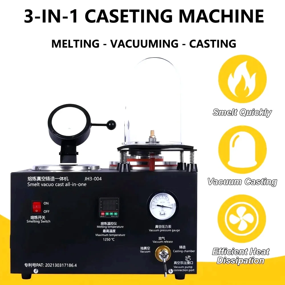 2KG Digital Display Metal Casting Furnace 1150C High Temp Gold Silver Melting Vacuum Machine Jewelry Making Equipment