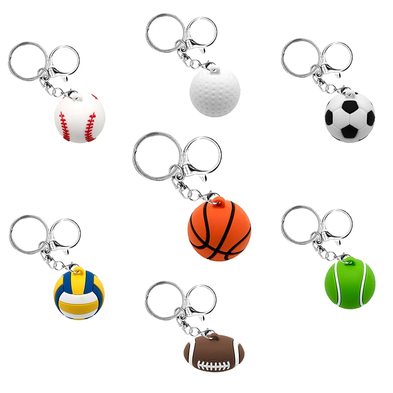 1PCS 3D Basketball Keychain Football Tennis Golf Ball Keyring Fit Car Key Accessories Sports Competition Souvenirs Friends Gift image 3