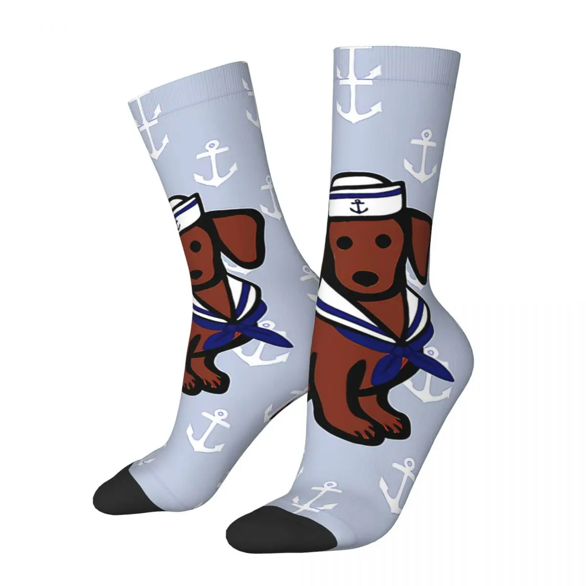 Hip Hop Retro Red Smooth Sailor Crazy Men's Socks Dachshund Pet Dog Unisex Street Style Pattern Printed Crew Sock Boys Gift