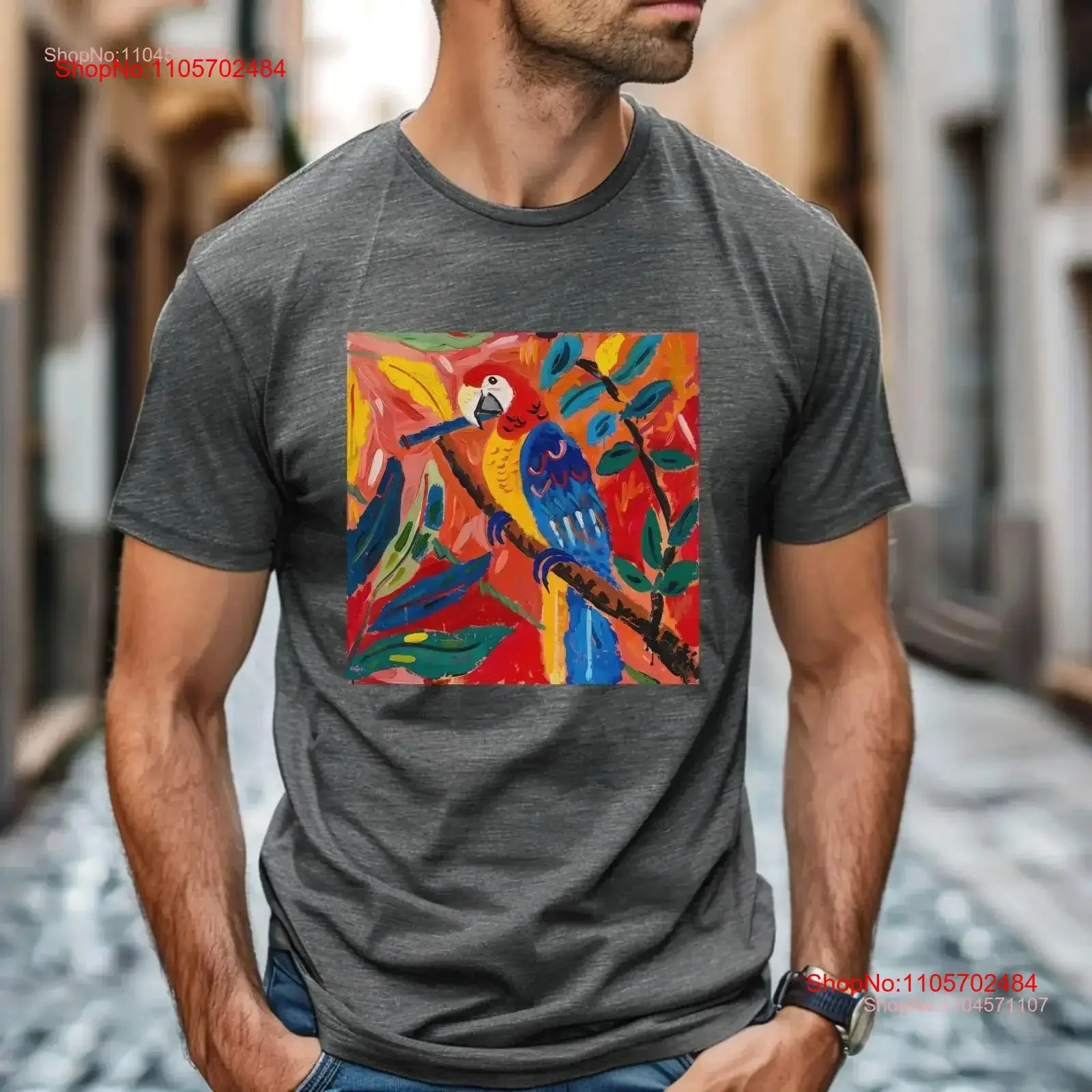 Parrot Playing Flute T Shirt Animal Print Nature Wildlife Casual Parrots Animals Idea vintage Washed Versatile Stylish graphic