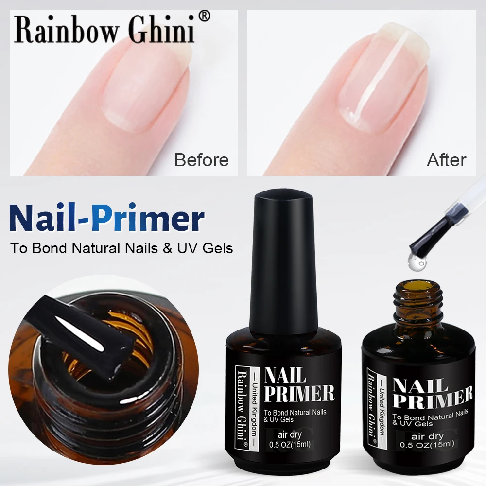 قوس قزح غيني 15 مللي المهنية مسمار الإعداد مسمار التمهيدي إزالة الشحوم قاعدة معطف معطف فوقي قاعدة معطف تصميم فيرنيس للأظافر المجففة