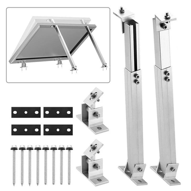 

1 Set Solar Panel Tilt Mounting Brackets 15-30 Degree Front & Rear Foot Adjustable Photovoltaic Bracket Kit For RV Roof Boat