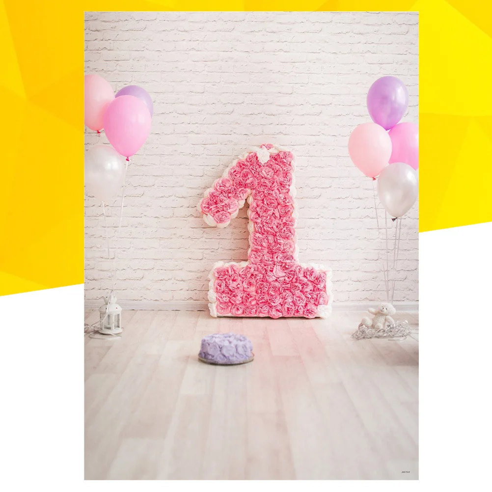 

1st Birthday Backdrop Cloth 3D Cartoon Balloon Floral Photography Background Wall Birthday Party Decor Durable